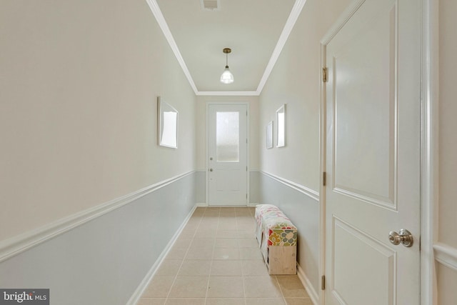 42248 Lancaster Woods Sq, Chantilly, VA 20152 - entryway with crown molding, light tile patterned floors, and baseboards