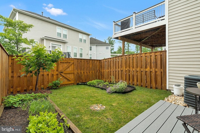 42248 Lancaster Woods Sq, Chantilly, VA 20152 - view of yard featuring a deck, a gate, and central air condition unit