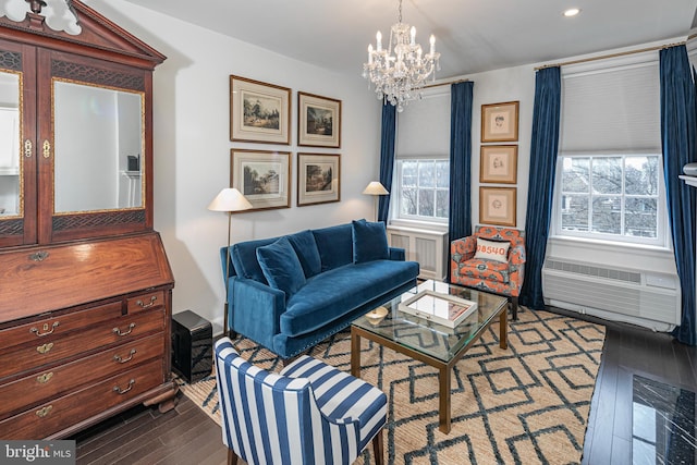 44 Nassau St Unit A, Princeton, NJ 08542 - living room with a wealth of natural light, a notable chandelier, recessed lighting, and dark wood-type flooring