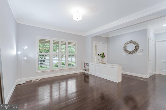 19599 Aspendale Sq, Ashburn, VA 20147 - unfurnished room featuring baseboards, dark wood-style flooring, and ornamental molding