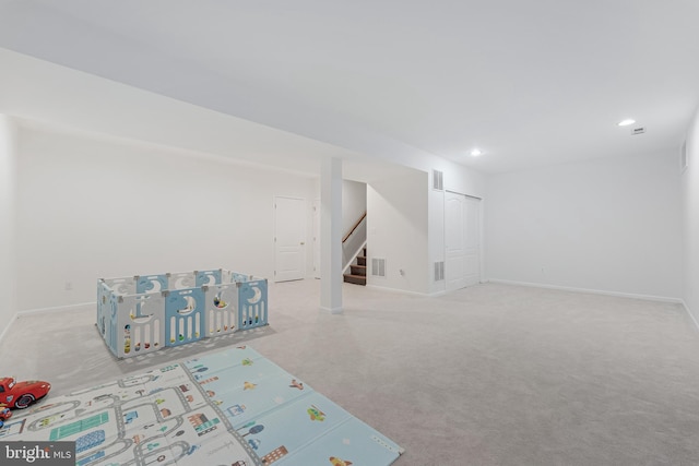 19599 Aspendale Sq, Ashburn, VA 20147 - carpeted spare room featuring baseboards, stairs, and recessed lighting
