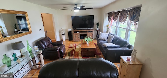 307 Congress Dr, Gibbstown, NJ 08027 - living area with wood finished floors and ceiling fan