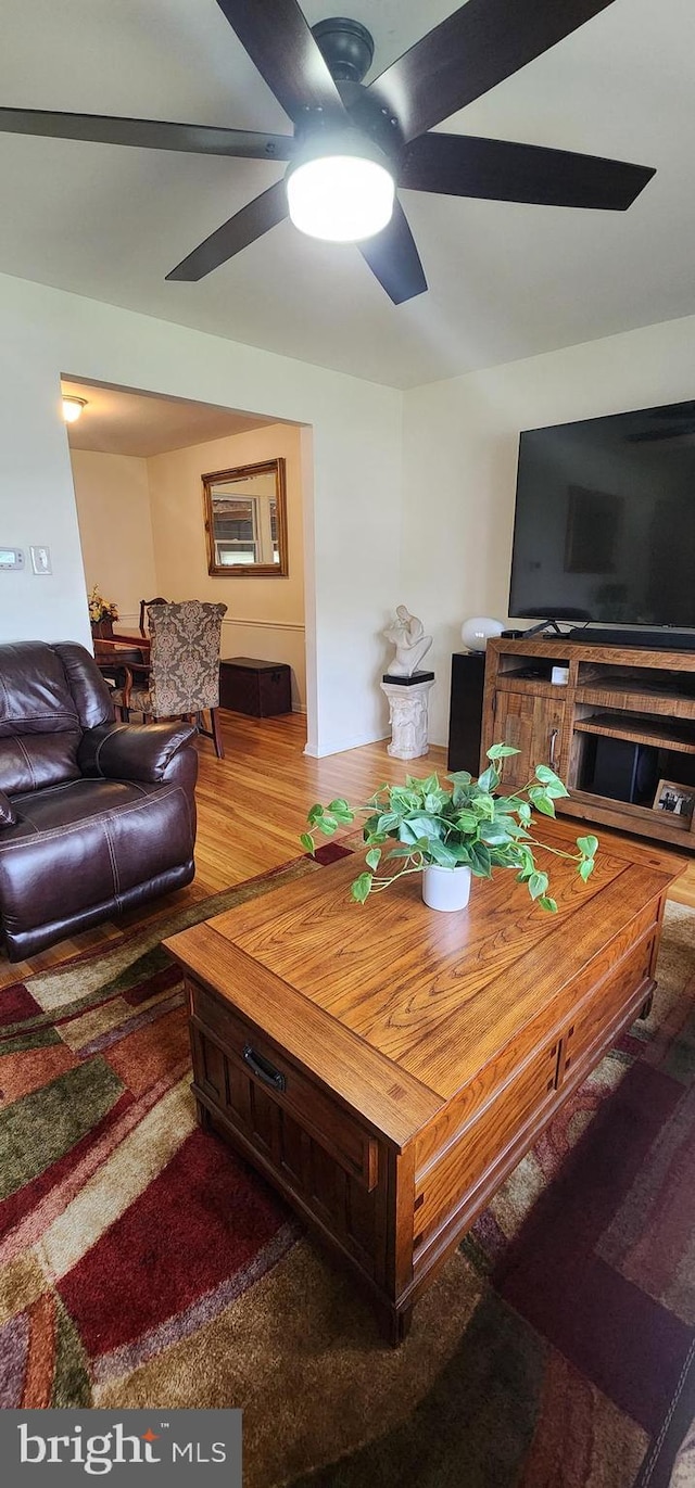 307 Congress Dr, Gibbstown, NJ 08027 - living area with ceiling fan and wood finished floors