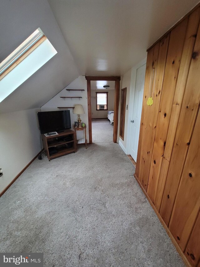 70 W Hamlin Ave, Telford, PA 18969 - additional living space with a skylight, carpet flooring, vaulted ceiling, and baseboards