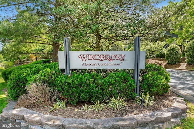 view of community sign
