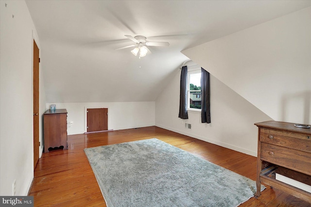 5021 Utah Ave, Harrisburg, PA 17109 - bonus room with a ceiling fan, vaulted ceiling, and wood finished floors