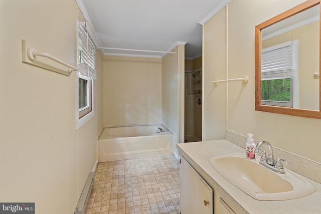 256 Frontier Trl, Lusby, MD 20657 - full bath with vanity, ornamental molding, and baseboards
