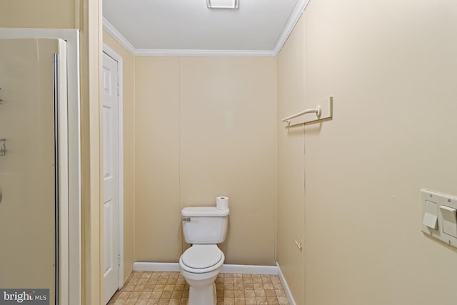 256 Frontier Trl, Lusby, MD 20657 - bathroom with toilet, crown molding, and baseboards