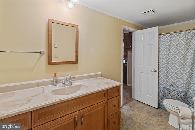 256 Frontier Trl, Lusby, MD 20657 - bathroom with vanity, toilet, and ornamental molding