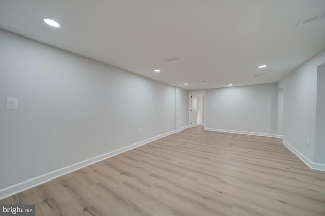 6802 Elbrook Rd, Lanham, MD 20706 - finished below grade area with light wood finished floors, visible vents, baseboards, and recessed lighting