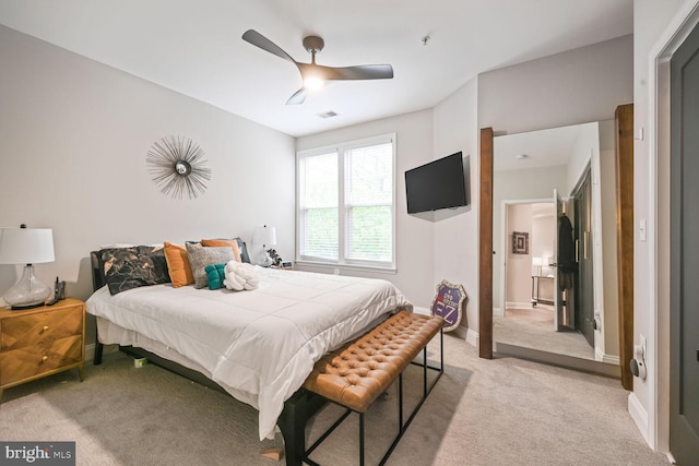 502 King Farm Blvd Unit 202, Rockville, MD 20850 - bedroom with ceiling fan, light carpet, baseboards, and visible vents