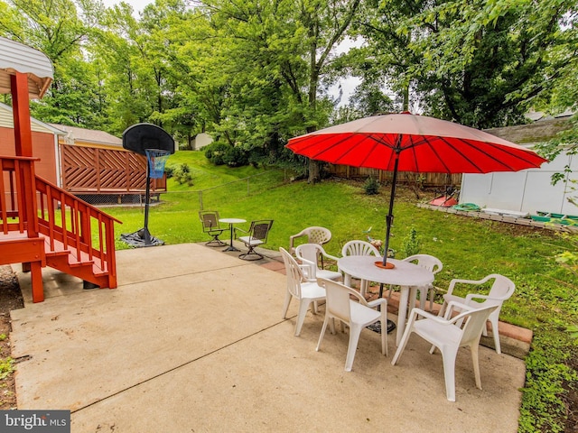 6215 Seminole Pl, College Park, MD 20740 - view of patio featuring outdoor dining space and stairs