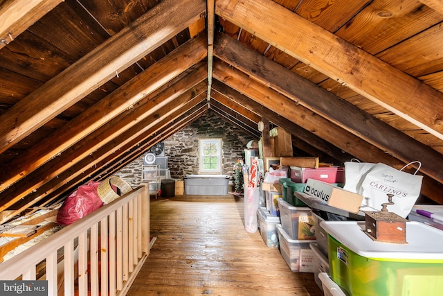 view of unfinished attic
