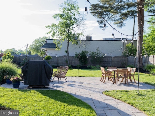 view of yard with a patio area