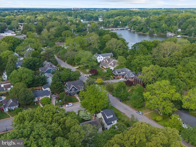 206 Shiley St, Annapolis, MD 21401 - aerial view of property and surrounding area with a nearby body of water, a heavily wooded area, and nearby suburban area