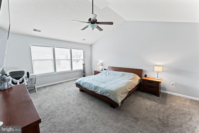 5971 Schooner Cir, King George, VA 22485 - carpeted bedroom with lofted ceiling, baseboards, and a ceiling fan