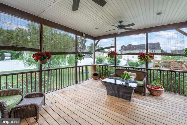 5971 Schooner Cir, King George, VA 22485 - wooden deck with ceiling fan and an outdoor living space