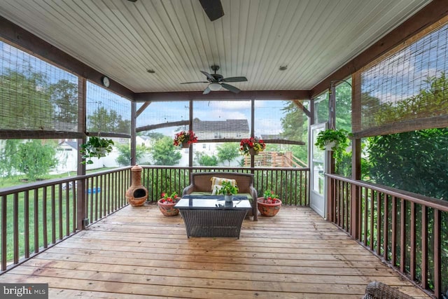 5971 Schooner Cir, King George, VA 22485 - sunroom featuring a ceiling fan and an outdoor living space