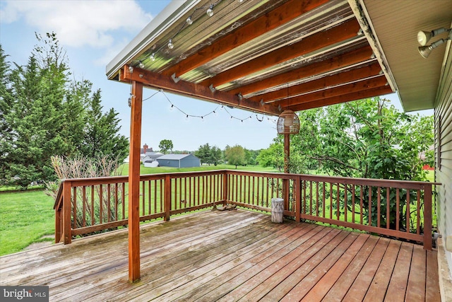deck with a lawn