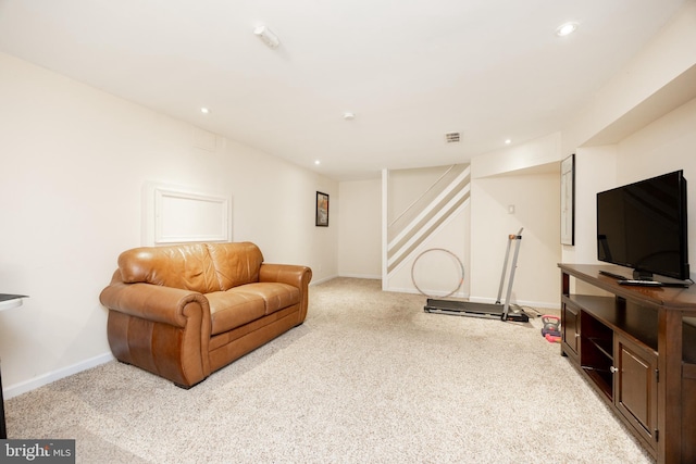 926 Pierce Rd, Norristown, PA 19403 - sitting room featuring carpet, recessed lighting, stairs, and baseboards