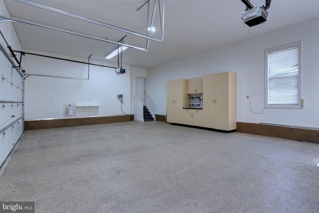 garage with a garage door opener