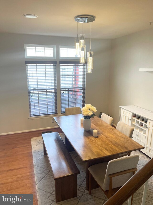 1716 Sunningdale Ln, Hanover, MD 21076 - dining space featuring a chandelier, wood finished floors, baseboards, and recessed lighting