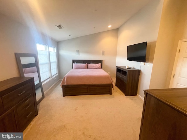 1716 Sunningdale Ln, Hanover, MD 21076 - bedroom with light colored carpet, vaulted ceiling, baseboards, and recessed lighting