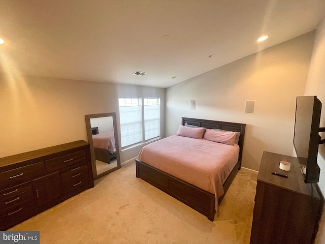 1716 Sunningdale Ln, Hanover, MD 21076 - bedroom featuring light carpet, recessed lighting, and lofted ceiling