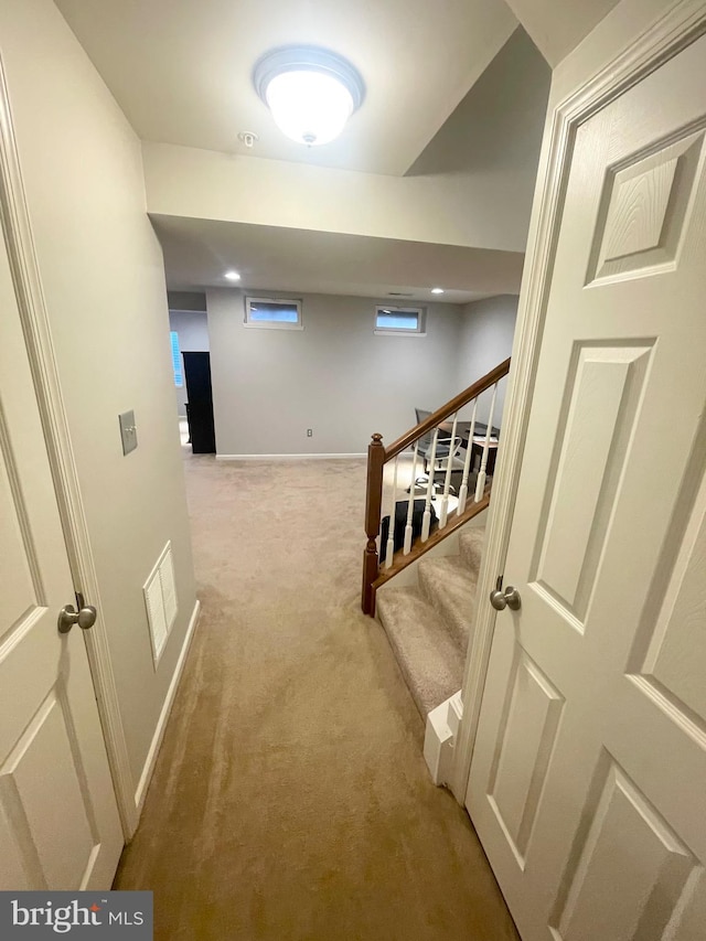 1716 Sunningdale Ln, Hanover, MD 21076 - hall featuring carpet floors, stairway, and baseboards