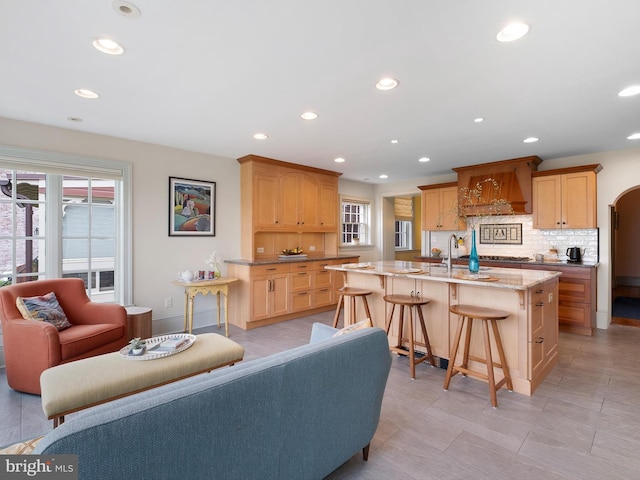 13 The Strand, New Castle, DE 19720 - living area featuring plenty of natural light, recessed lighting, and arched walkways