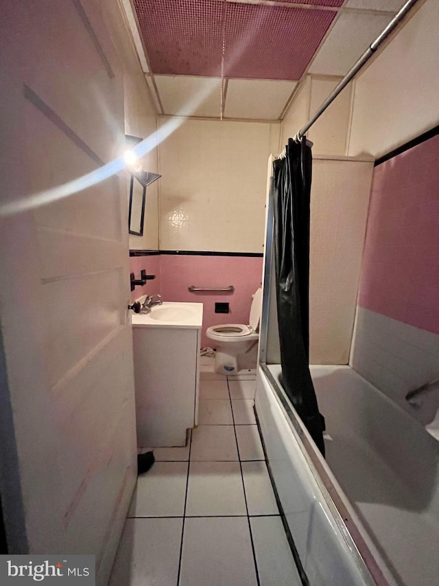 4036 N 12th St, Philadelphia, PA 19140 - bathroom with vanity, tile patterned flooring, toilet, and shower / bath combination with curtain
