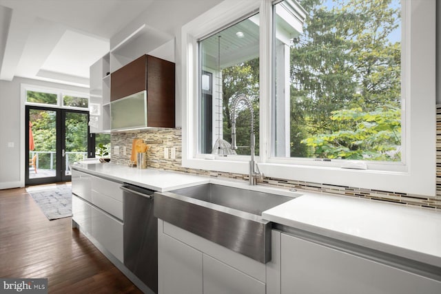 4012 N Upland St, Arlington, VA 22207 - kitchen with a sink, modern cabinets, and decorative backsplash