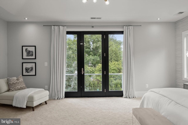 4012 N Upland St, Arlington, VA 22207 - carpeted bedroom with access to exterior, french doors, and recessed lighting