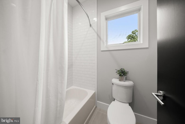 4012 N Upland St, Arlington, VA 22207 - full bathroom featuring toilet, shower / tub combo with curtain, baseboards, and tile patterned flooring