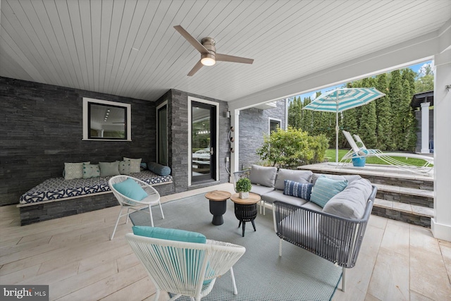4012 N Upland St, Arlington, VA 22207 - view of patio with an outdoor living space and ceiling fan