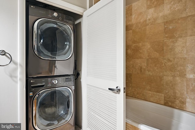 1700 Kalorama Rd NW Unit 207, Washington, DC 20009 - washroom featuring stacked washing machine and dryer