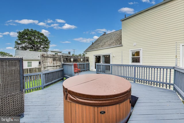4611 Powder Mill Rd, Beltsville, MD 20705 - wooden terrace featuring a covered hot tub and fence