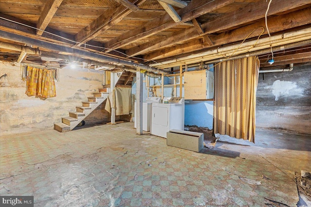 21 W Pall Mall St, Winchester, VA 22601 - unfinished basement with independent washer and dryer and stairway