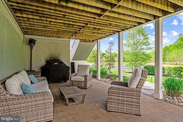 view of patio / terrace featuring a grill
