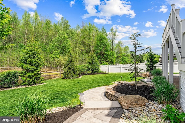 view of yard featuring a fenced backyard