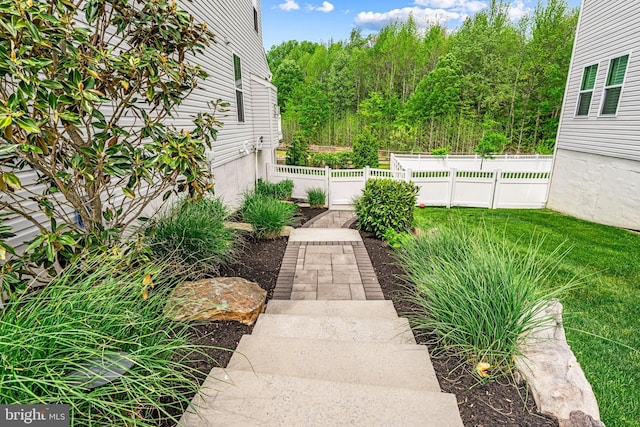 view of yard featuring fence