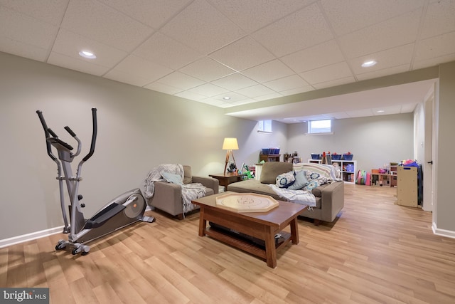 2969 Hearthside Ln, Lancaster, PA 17601 - living room with a drop ceiling, light wood-style flooring, baseboards, and recessed lighting