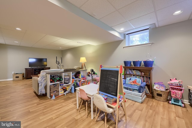 2969 Hearthside Ln, Lancaster, PA 17601 - rec room featuring a drop ceiling, wood finished floors, recessed lighting, and baseboards