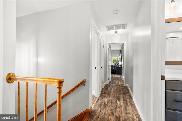 7501 Mason Ct, Middletown, MD 21769 - corridor with an upstairs landing, dark wood finished floors, and baseboards