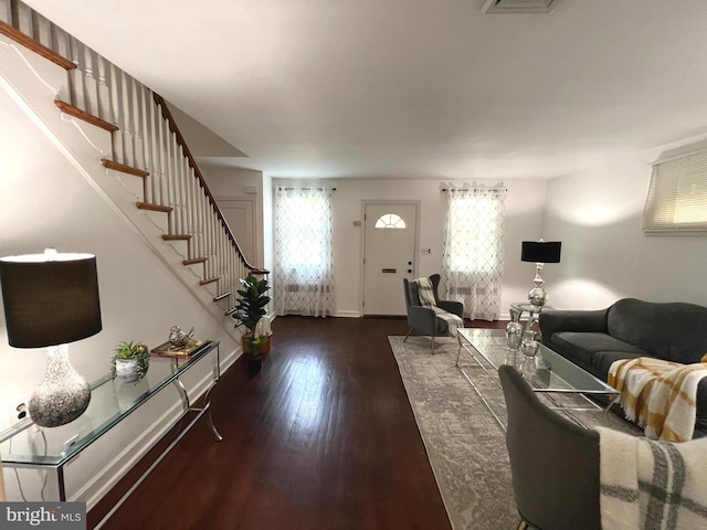 600 W 32nd St, Wilmington, DE 19802 - living area featuring stairs and wood finished floors