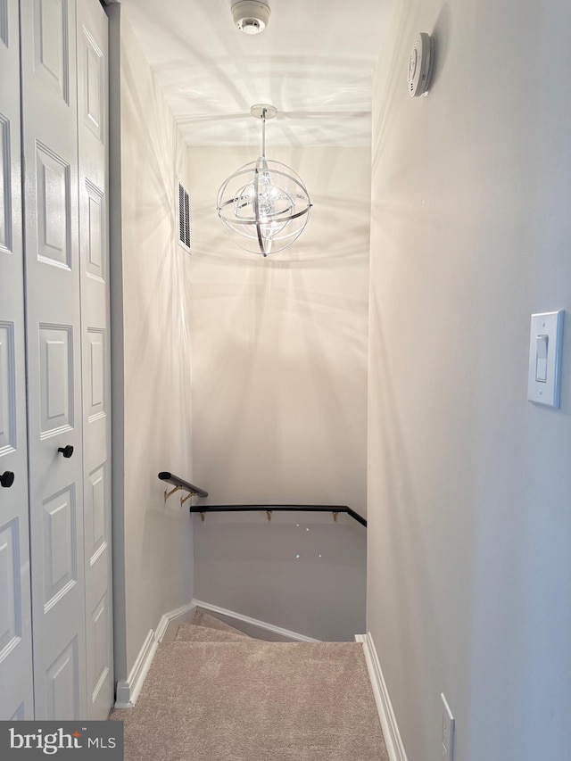 2649 Centennial Ct, Alexandria, VA 22311 - staircase featuring carpet flooring and baseboards