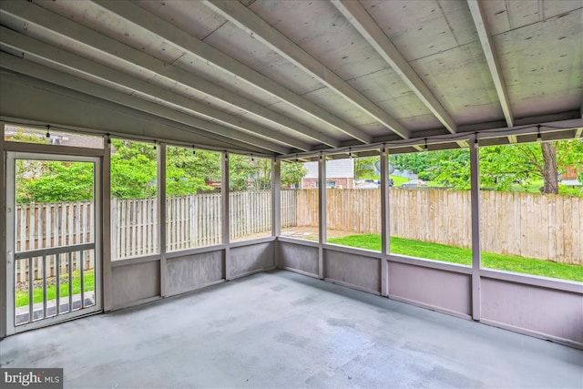 view of unfurnished sunroom