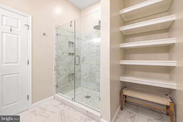 23 Arch Pl Unit 475, Gaithersburg, MD 20878 - full bath featuring marble look tiles, a marble finish shower, and baseboards