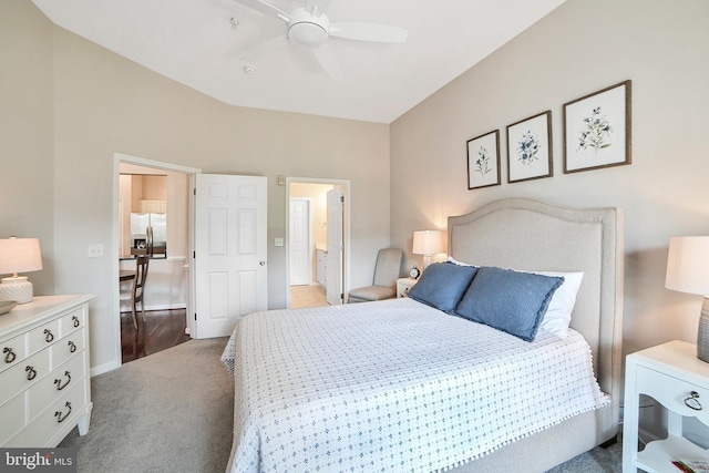 23 Arch Pl Unit 475, Gaithersburg, MD 20878 - bedroom with stainless steel fridge, light carpet, baseboards, and a ceiling fan