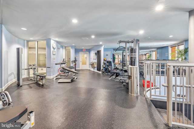 23 Arch Pl Unit 475, Gaithersburg, MD 20878 - gym with baseboards and recessed lighting